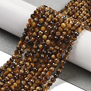Natural Tiger Eye Beads Strands, Faceted, Round, Grade AB+, 3.5mm, Hole: 0.6mm, about 119pcs/strand, 15.35 inch(39cm)(G-C127-A06-06)
