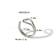 Stylish Stainless Steel Cuff Ring for Women's Summer Accessories, Stainless Steel Color, Inner Diameter: 0.67 inch(17mm)(WU8942-6)