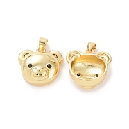 Brass Micro Pave Cubic Zirconia Pendants, Bear Head Charm, Real 18K Gold Plated, Real 18K Gold Plated, 18x19x9mm, Hole: 4x5mm(ZIRC-F136-08G)