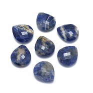 Natural Sodalite Beads, Half Drilled, teardrop, Faceted, 18x16x7mm, Hole: 1mm(X-G-L514-003H)