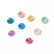 Glass Rhinestone Cabochons, Mocha Fluorescent Style,  Pointed Back, Faceted, Diamond, Mixed Color, 1x1mm(RGLA-L024-K01-MI)