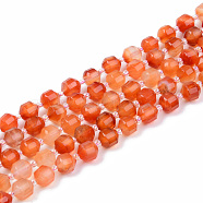 Natural Carnelian Beads Strands, Round, Faceted, 7~8x8mm, Hole: 1.2mm, about 38~40pcs/strand, 15.16inch(38.5cm)(G-R482-18-8mm)