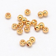 Brass Round Spacer Beads, Real 24K Gold Plated, 3x2mm, Hole: 1mm(PALLOY-M029-03G)