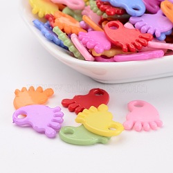 Baby Shower Ornaments Acrylic Baby Feet Pendants, Mixed Color, 18.5x14x2mm, Hole: 3mm, about 1300pcs/500g(PAB215Y)