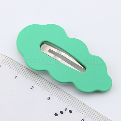 Cute Cream Color Leaf Shape Alloy Snap Hair Clips, Non-Slip Barrettes Hair Accessories for Girls, Women, Turquoise, 54mm(OHAR-PW0003-094A)