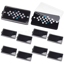 100-Hole Rectangle Clear Plastic Loose Diamond Storage Box, Crystal Gems Storage Case with Velvet Inside, Black, 12.4x6.7x0.8cm(VBOX-WH0005-06)