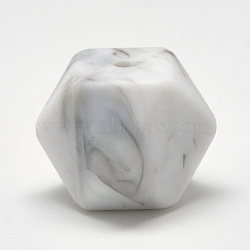 Food Grade Eco-Friendly Silicone Beads, Chewing Beads For Teethers, DIY Nursing Necklaces Making, Faceted Cube, WhiteSmoke, 14x14x14mm, Hole: 2mm(SIL-Q009B-69)