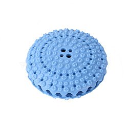 Bumpy Rubber Dog IQ Treat Flat Round Shape, Pet Food Dispenser, Leaky Slow Feeder, Dog Chew Teether Toy, Cornflower Blue, 110x45mm(ANIM-PW0001-013C)