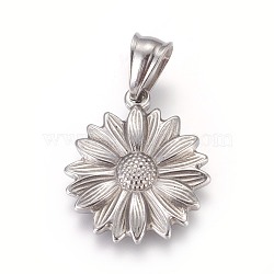 304 Stainless Steel Pendants, Flower, Stainless Steel Color, 25.5x22x3mm, Hole: 5x7.5mm(X-STAS-E449-02P)