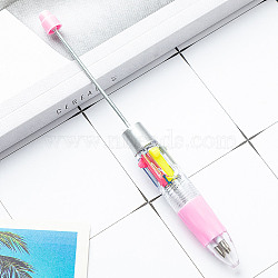 Plastic Ball-Point Pen, Beadable Pen, for DIY Personalized Pen with Jewelry Beads, Pearl Pink, 149x14mm(PW-WG98607-06)