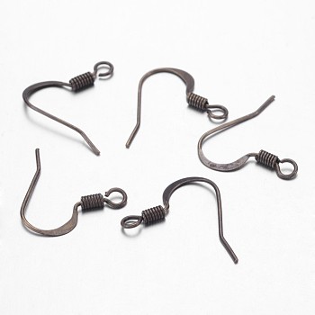 Antique Bronze Brass French Earring Hooks, with Horizontal Loop, Flat Earring Hooks, 15mm wide, Pin: 0.6mm, Hole: 1mm