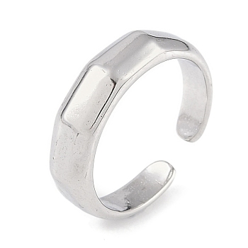 Non-Tarnish 304 Stainless Steel Open Cuff Ring for Women, Stainless Steel Color, 5.5mm, Adjustable