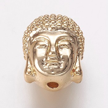 Brass Beads, Buddha Head, Golden, 11x9x8.5mm, Hole: 1.5mm