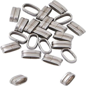 304 Stainless Steel Slide Charms, Oval, Stainless Steel Color, 5x12x6.5mm, Hole: 4.5x10mm, 20pcs/box