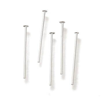 Brass Flat Head Pins, Lead Free & Cadmium Free, 925 Sterling Silver Plated, 15.5x0.8mm, Head: 1mm