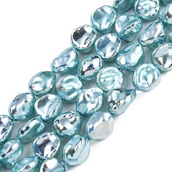 ABS Plastic Imitation Pearl Beads Strands, AB Color Plated, Carambola, Medium Turquoise, 10.5~11x9.5x6~6.5mm, Hole: 0.7mm, about 36pcs/strand, 15.16 inch~15.75 inch(38.5~40cm)