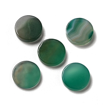 Natural Green Onyx Agate Cabochons, Dyed & Heated, Flat Round, 20x3.6~5.1mm