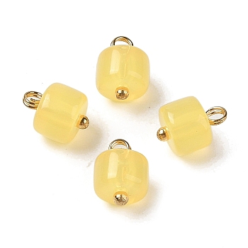 Acrylic Pendants, with Brass Loops, Column, Champagne Yellow, 12.5x8.5mm, Hole: 2.5mm