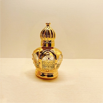 Arabian Style Glass Roller Ball Bottles, Essential Oil Refillable Bottle, for Personal Care, Golden, Capacity: 12ml(0.41fl. oz)