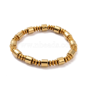 Synthetic Hematite & Brass Column Beaded Necklace Bracelet with Magnetic Clasps(SJEW-G079-01B)-3