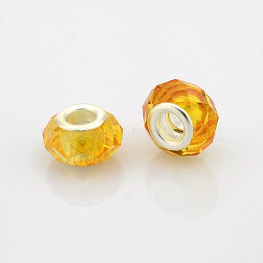 14mm Orange Rondelle Glass + Brass Core Beads