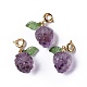 Natural Amethyst Grape Spring Ring Clasp Charms(HJEW-P014-04G)-1