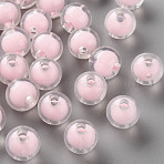Transparent Acrylic Beads, Bead in Bead, Round, Pink, 9.5x9mm, Hole: 2mm, about 960pcs/500g(TACR-S152-15A-SS2112)