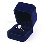 Velvet Ring Boxes, Rectangle, Midnight Blue, 6x5.1x4.5cm(CON-TAC0006-10E)
