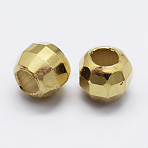 925 Sterling Silver Beads Spacer, Faceted, Round, Real 18K Gold Plated, 3x3mm, Hole: 1mm(STER-K167-017B-G)