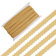 Polyester Wavy Lace Ribbons, Garment Accessories, Gold, 5/8 inch(15mm), about 13.12 Yards(12m)/Card(OCOR-WH0082-21B)