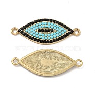 Alloy Connector Charms with Jet Rhinestone, Eye Links, Nickel, Golden, 37x14.5x2mm, Hole: 2mm(FIND-H039-36G)