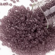 TOHO Round Seed Beads, Japanese Seed Beads, (6F) Transparent Frost Light Amethyst, 8/0, 3mm, Hole: 1mm, about 222pcs/bottle, 10g/bottle(SEED-JPTR08-0006F)