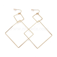 Ion Plating(IP) Rhombus 304 Stainless Steel Dangle Earrings for Women, Golden, 108.5x69x1.8mm, Pin: 0.6mm(STAS-A057-18G)