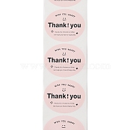 Self-Adhesive Paper Gift Tag Stickers with Word Thank You, for Party, Decorative Presents, Pink, 50x60mm 120pcs/roll(DIY-R084-05A)
