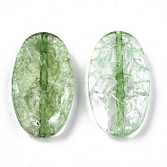 Transparent Crackle Acrylic Beads, Oval, Medium Sea Green, 35.5x20x7mm, Hole: 1.8mm(X-CACR-N003-43B)