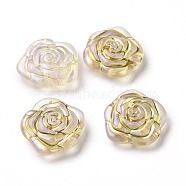 Plating Acrylic Beads, Golden Metal Enlaced, Flower, Gold, 28x29x10.5mm, Hole: 2mm, 110pcs/500g(OACR-E014-06)