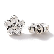 Tibetan Style Alloy Beads, Flower, Antique Silver, 10x10x5mm, Hole: 1.2mm, about 1075pcs/1000g(FIND-H038-28AS)