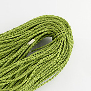 Braided Imitation Leather Cords, Round Bracelet Findings, Yellow Green, 3x3mm, about 103.89 yards(95m)/bundle(LC-S005-013)