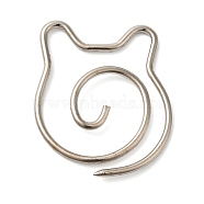 Non-Tarnish Stainless Steel Spiral Wire Knitting Needle, Shawl Pin, Cat, Stainless Steel Color, 5cm(PW-WG84297-01)