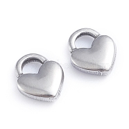 Non-Tarnish 304 Stainless Steel Charms, Heart Lock, Stainless Steel Color, 10.5x9x2.5mm, Hole: 3x3.5mm(STAS-I148-04P)