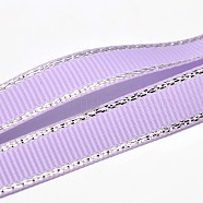 Polyester Grosgrain Ribbons for Gift Packing, Silver Wired Edge Ribbon, Medium Purple, 1/4 inch(6mm), about 100yards/roll(91.44m/roll)(SRIB-L022-006-430)