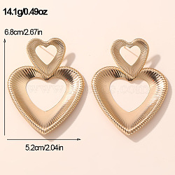 Iron Dangle Stud Earrings for Women, Golden, Heart, 68x52mm(WGA52C2-04)