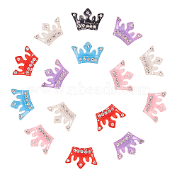 Resin Cabochons, with Rhinestones & Paillettes, Crown, Mixed Color, 27x18x7mm, 24pcs/box(CRES-PH0003-19)