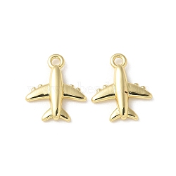 Brass Pendants, Plane Charms, Lead Free & Cadmium Free, Long-Lasting Plated, Real 18K Gold Plated, 12x10.5x2.5mm, Hole: 1.2mm(KK-P290-36G)