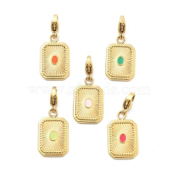 304 Stainless Steel Enamel Pendant Decoration, Rectangle Charms, Ion Plating(IP), Real 14K Gold Plated, Mixed Color, 28mm(STAS-L283-51G)