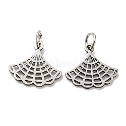 304 Stainless Steel Pendants, with Jump Ring, Laser Cut, Ginkgo Leaf Charm, Stainless Steel Color, 13.5x15x1mm(STAS-H184-05A-P)