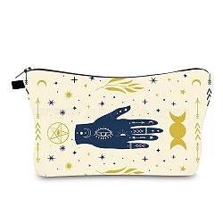 Evil Eye Theme Polyester Cosmetic Pouches, with Iron Zipper, Waterproof Clutch Bag, Toilet Bag for Women, Rectangle, Cornsilk, 13x22x2.2cm(ABAG-D009-01C)