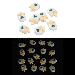 Luminous Resin Decoden Cabochons, with Enamel, Glow in the Dark, Two Tone Ice Lolly, White, 12x8x2.5mm(RESI-K036-19)