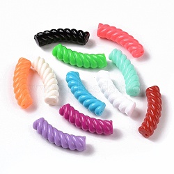 Opaque Acrylic Beads, Twist, Curved Tube, Mixed Color, 33x12x8.5mm, Hole: 1.6mm, about 308pcs/500g(OACR-A016-03)