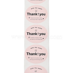 Self-Adhesive Paper Gift Tag Stickers with Word Thank You, for Party, Decorative Presents, Pink, 50x60mm 120pcs/roll(DIY-R084-05A)